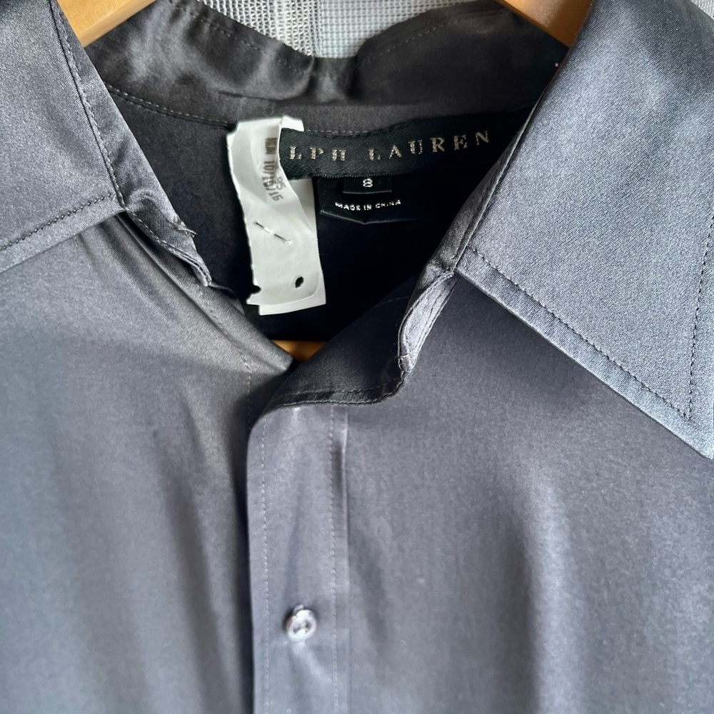 Ralph Lauren 100% Silk Charcoal Blouse